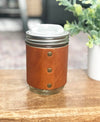 Leather Wrapped Mason Jar with Travel Lid